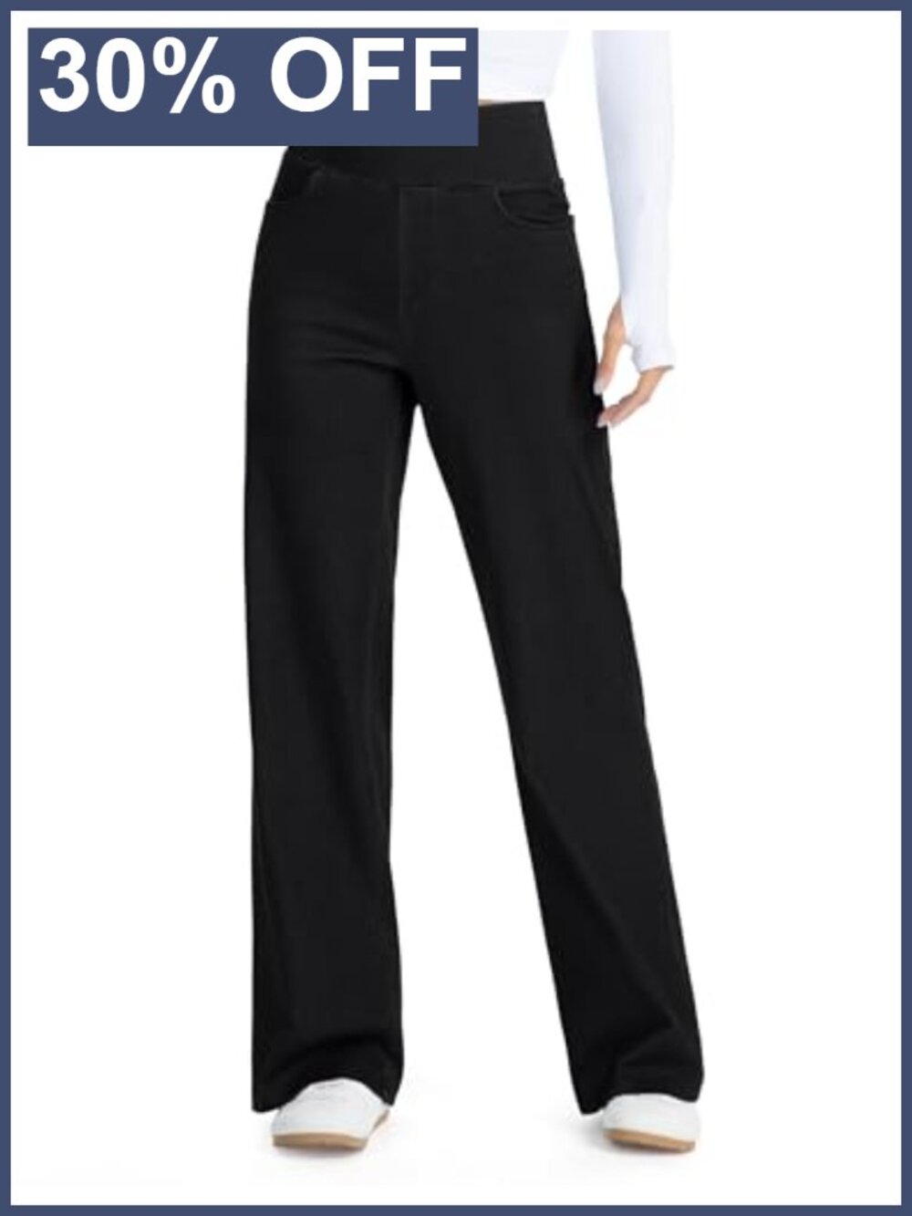High Waisted Wide Leg Stretch Denim Jeans with Pockets